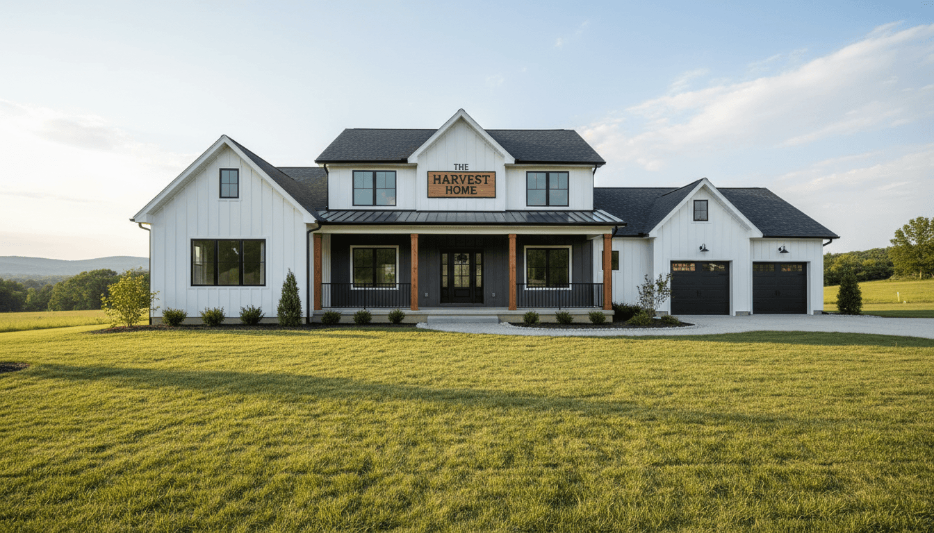 Newly framed single-family home on a rural lot