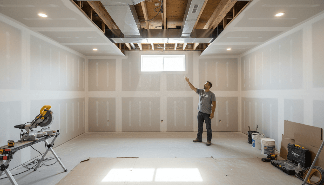 Interior of new home with drywall